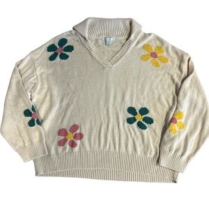 Cato Floral V-Neck Knit Sweater Women’s XL